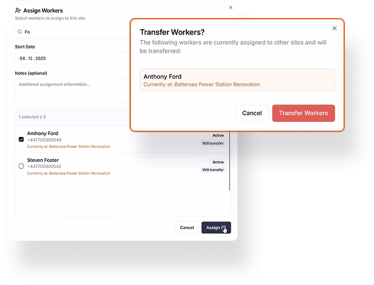 Assigned Workers — Transfer Workers
