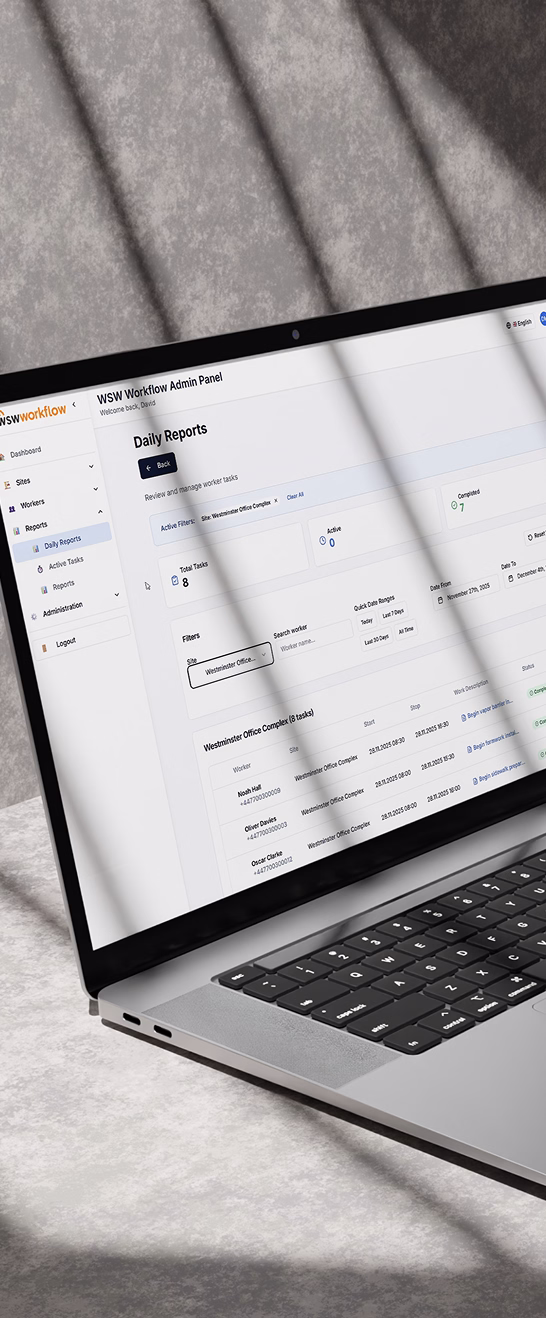 Laptop showing the admin panel — view 2